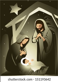 Nativity scene with Holy Family