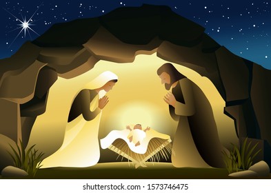 Nativity scene with a Holy Family.