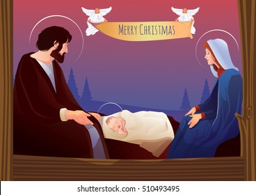 Nativity scene with Holy Family