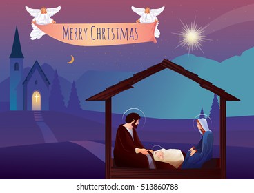 Nativity scene with Holy Family 