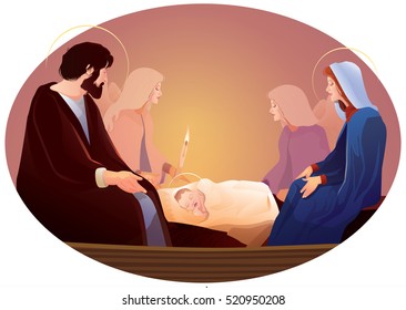 Nativity scene with Holy Family 