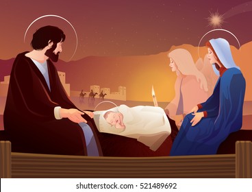 Nativity scene with Holy Family 