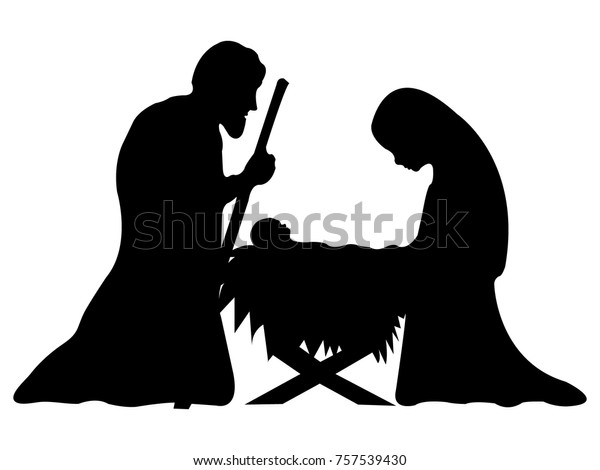 Nativity Scene Holy Family Stock Vector (Royalty Free) 757539430 ...