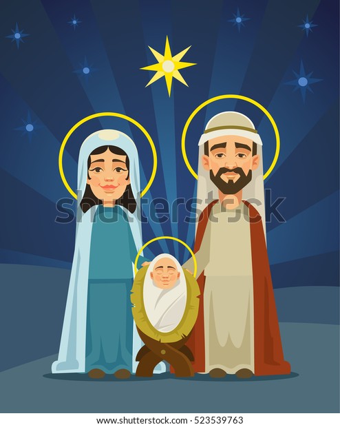 Nativity Scene Holy Family Birth Christ Stock Vector (Royalty Free ...