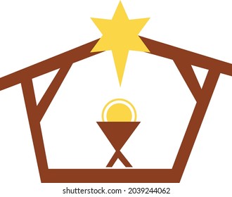 Nativity scene with the Holy Family, Christmas crib vector design for print or use as poster, card, flyer or Banner