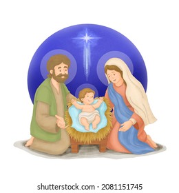 Nativity scene with holy family jesus mary and joseph