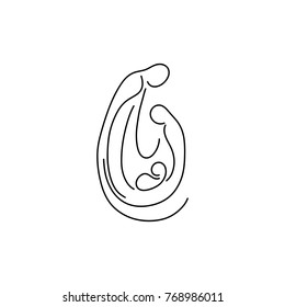Nativity scene with Holy Family vector illustration doodle sketch hand drawn with black lines isolated on white background