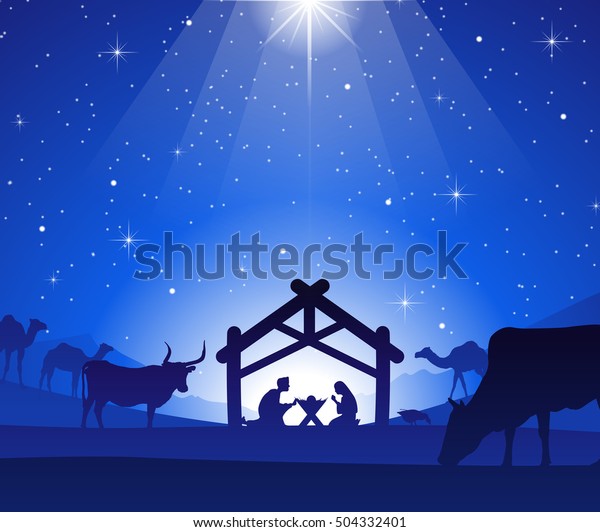Nativity Scene Jesus Mary Joseph Manger Stock Vector (Royalty Free ...