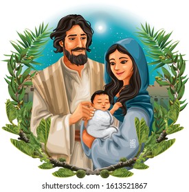 Nativity Scene of Joseph, Mary, and Baby Jesus