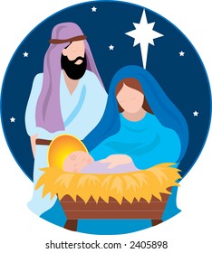 Nativity Scene with Mary,Joseph and the Baby Jesus