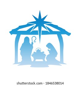 Silhouette de la escena de la natividad. Noche de vacaciones Holly. Escrapbook de archivos de corte de Navidad. Tarjeta decorativa. Vector de imágenes prediseñadas.