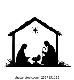 Nativity Scene Silhouette The miraculous and holy birth of Jesus Christ 