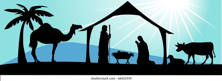 nativity scene in vector format, fully editable