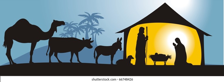 nativity scene in vector format, fully editable