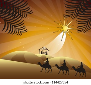 Nativity Scene Wise Men Vector Illustration Stock Vector (Royalty Free ...