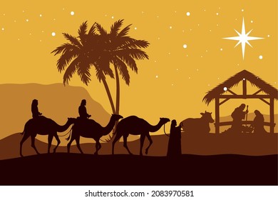 nativity silhouettes christmas manger scene