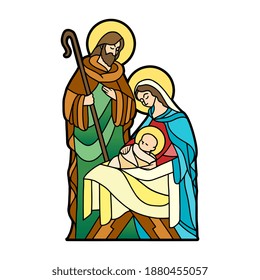 Nativity in stained glass. Christmas season - Vector