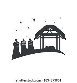 natividad, tres sabios con regalos, celebración tradicional silueta de ilustración vectorial religiosa