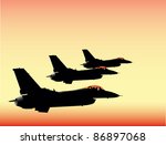 NATO fighter jets in sunset flying in formation vector image