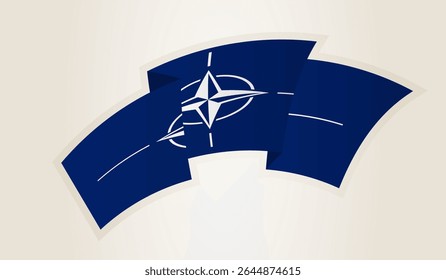 Bandeira da Otan em forma de fita abstrata, símbolo nacional da Otan. Este vetor é ideal para uso em eventos nacionais, Dia da Independência, competições desportivas internacionais.