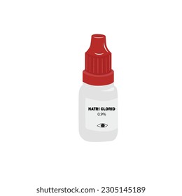 Natri clorid bottle vector illustration. Eye drop bottle vector isolated on white background. Plastic waste concept. Dropper.