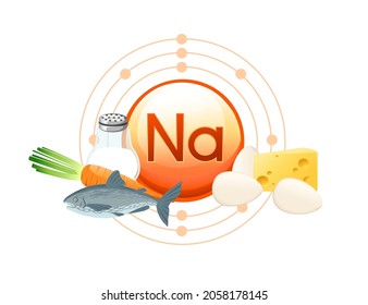 Natrium capsule with molecular structure and the products in which it is contained vector illustration