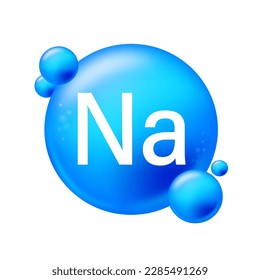 Natrium icon structure chemical element round shape circle light blue. Chemical element of periodic table