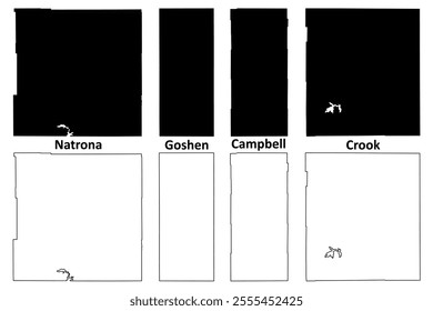 Natrona, Goshen, Campbell and Crook County, State of Wyoming (U.S. county, United States of America, US) map vector illustration, scribble sketch map