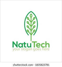 natu tech Logo concept. Nature Farm Logo Design Template Vector. Icon Symbol