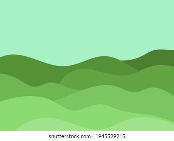 Natura wavel landscape in a minimalistic style. Plains and mountains. Boho decor for prints, posters and interior design. Mid Century modern decor. Vector illustration