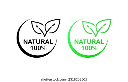 Natural 100%. Different style, colorful, natural products, natural 100% icon. Vector icons.