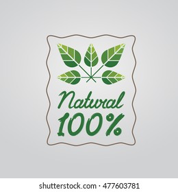 Natural 100%.  Eco friendly concept. Vector ecology nature design