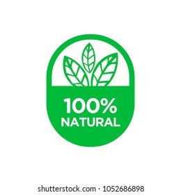 Natural 100% icon. Isolated vector illustraion.