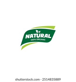 Natural 100 Percent Organic Food Label Design Vector