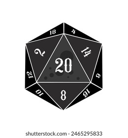 Natural 20, D20 dice, rpg dice, rpg game, vector illustration	