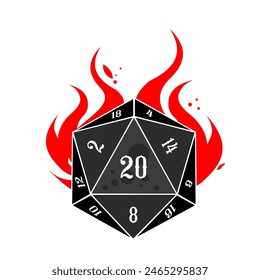 Natural 20, D20 dice, rpg dice, rpg game, vector illustration	