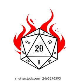 Natural 20, D20 dice, rpg dice, rpg game, vector illustration	