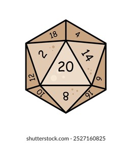  Natural 20, D20 dice, rpg dice - vector illustration