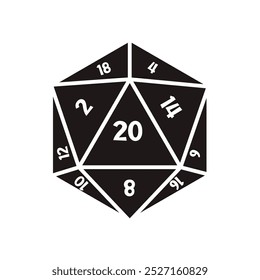  Natural 20, D20 dice, rpg dice - vector illustration