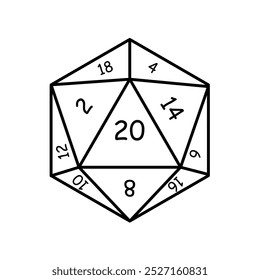  Natural 20, D20 dice, rpg dice - vector illustration