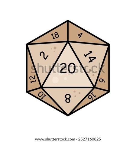  Natural 20, D20 dice, rpg dice - vector illustration