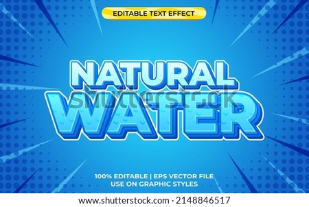 natural 3d text effect with blue water theme. blue typography template for fresh drink