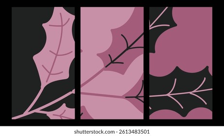 Natural abstract Flower on set with line art. Mid century modern minimalist art print. Abstract backgrounds landscape. vector illustrations. with the leaf on top off it.
