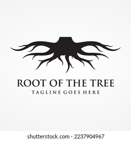 Natural abstract logo creative design of single and fibrous tree root.