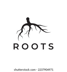 Natural abstract logo creative design of single and fibrous tree root.