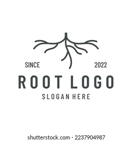 Logo abstracto natural diseño creativo de raíz de árbol simple y fibrosa.