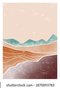 Natural abstract mountain. Mid century modern minimalist art print. Abstract contemporary aesthetic backgrounds landscape. vector illustrations