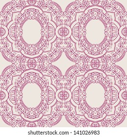 natural abstract retro seamless background with oval and square frames. vector illustration 