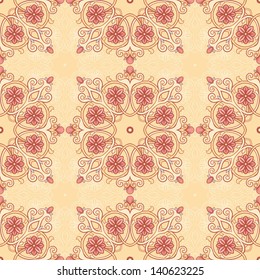 natural abstract retro seamless pattern on the orange background. vector illustration 