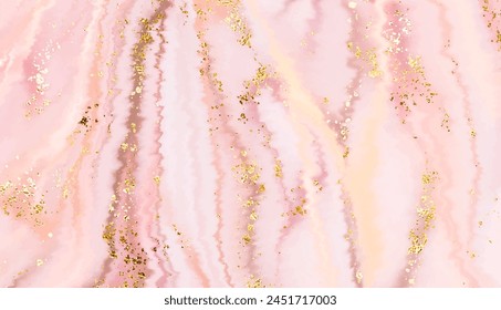 Natural agate stone background design with geode crystal texture and gold sequins.